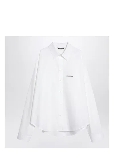 Balenciaga Women's Logo Embroidered Shirt In White
