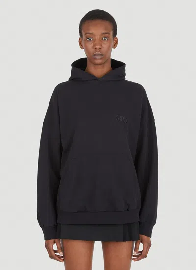 Balenciaga Women Logo Embroidery Hooded Sweatshirt In Black