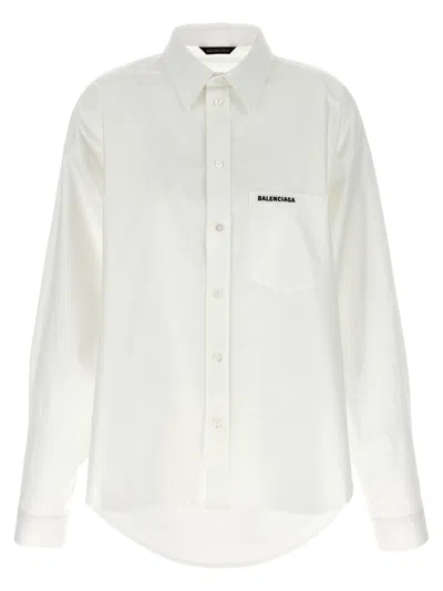 Balenciaga Women Logo Embroidery Shirt In White