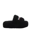 Balenciaga Furry Platform Sliders In Black