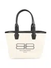 Balenciaga Women's Leather Trim Logo Jumbo Canvas Tote Bag In Natural
