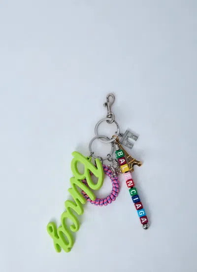 Balenciaga Women Logo Motif Keyring In Multi