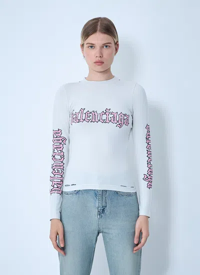 Balenciaga Women Logo Motif T-shirt In Blue