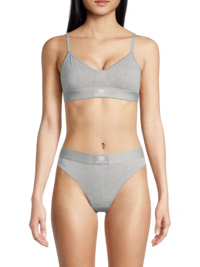 Balenciaga Women's Logo Patch Sport Bra In Heather Grey