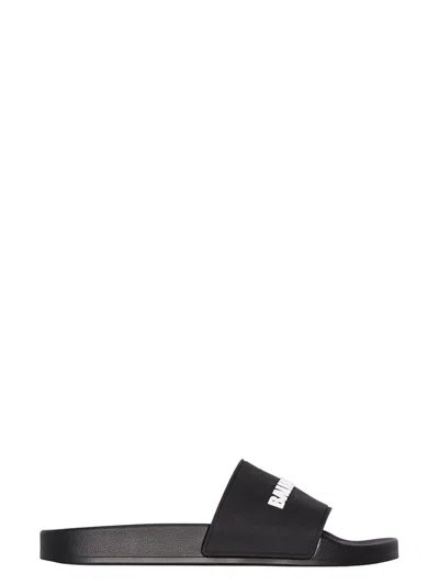 BALENCIAGA WOMEN'S LOGO POOL SLIDES