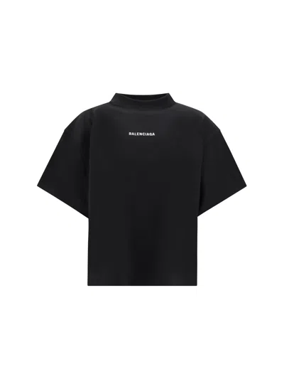 Balenciaga Women's Cropped Back T-shirt In Black