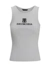 Balenciaga Ribbed Viscose Blend Tank Top In Gray