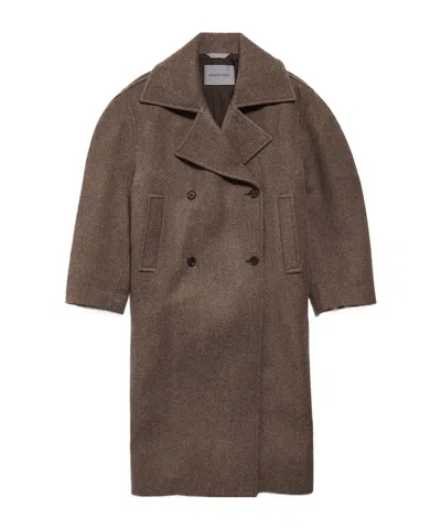 Balenciaga Long Cocoon Coat In Dark Brown In Green