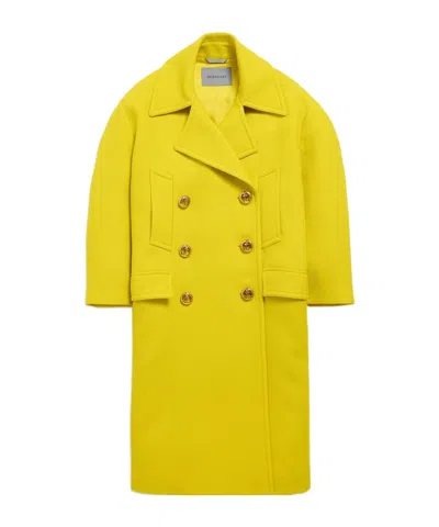 Balenciaga Double-breasted Wool Coat In Green