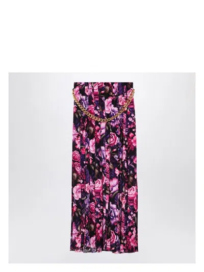 BALENCIAGA WOMEN'S LONG PLEATED FLORAL SKIRT