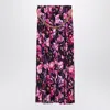 Balenciaga Pleated Floral Print Maxi Skirt In Purple