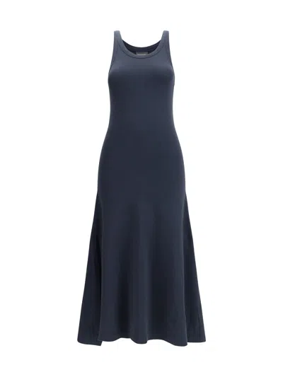 Balenciaga Women Long Sleeveless Dress In Blue