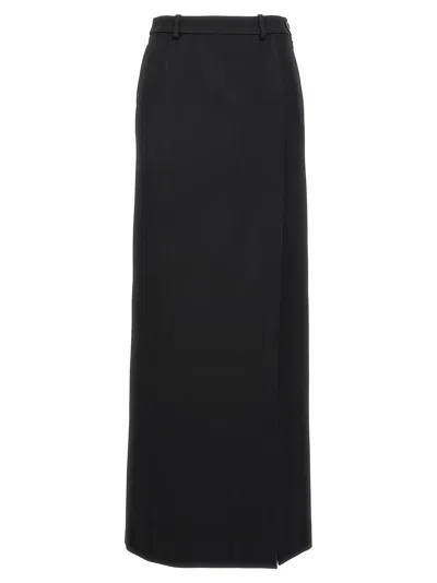 Balenciaga Women Long Wool Skirt In Black