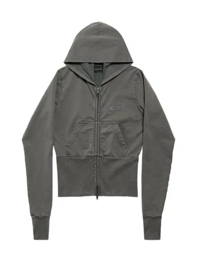 Balenciaga Women's Loop Sports Icon High Rib Zip-up Hoodie In Gray