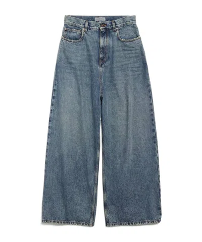 Balenciaga Women's Low Crotch Baggy Jeans In Dirty Vintage Blue