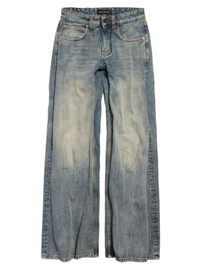 Balenciaga Women's Low Waist Baggy Pants In Blue