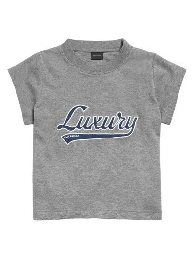 Balenciaga Cotton T-shirt With Embroidery For Women In Gray