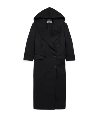 Balenciaga Women's Maxi Hooded Coat In Black In Animal Print