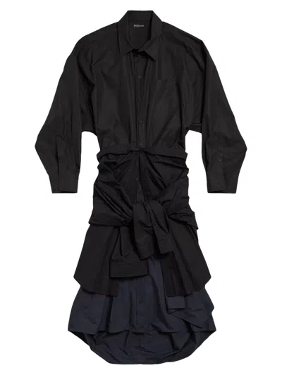 Balenciaga Women's Maxi Patched Shirt Dress In Black