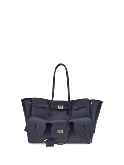 Balenciaga Women Medium Bel Air Shoulder Bag In Blue