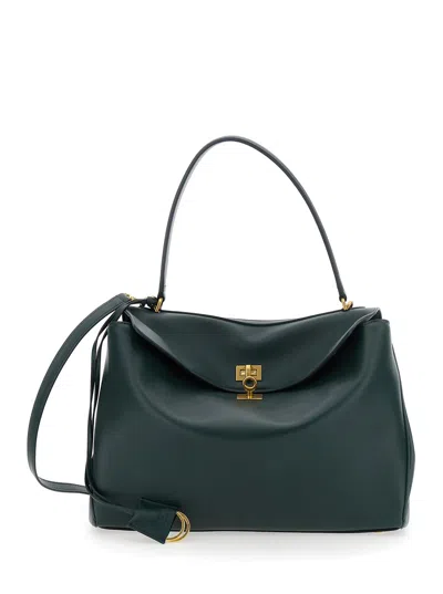 Balenciaga Women 'medium Rodeo' Green Handbag With Detachable Key Holder In Smooth Leather Woman