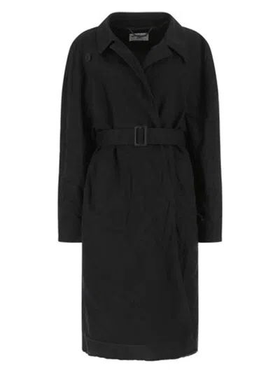 BALENCIAGA WOMEN'S MIDNIGHT COTTON OVERCOAT
