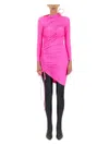 Balenciaga Fuchsia Drawstring Mini Dress For Fw22 In Pink