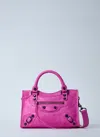 Balenciaga Le City Leather Stud-embellished Tote Bag In Pink