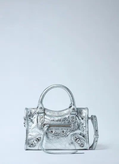 Balenciaga Women Mini Le City Handbag In Silver