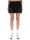 Balenciaga Washed Black City Mini Denim Skirt In Black