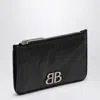 Balenciaga Monaco Card Case With Coin Purse Black In Black