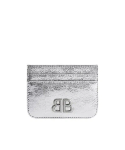 Balenciaga Women's Monaco Card Holder Metallized In Silver In Gray