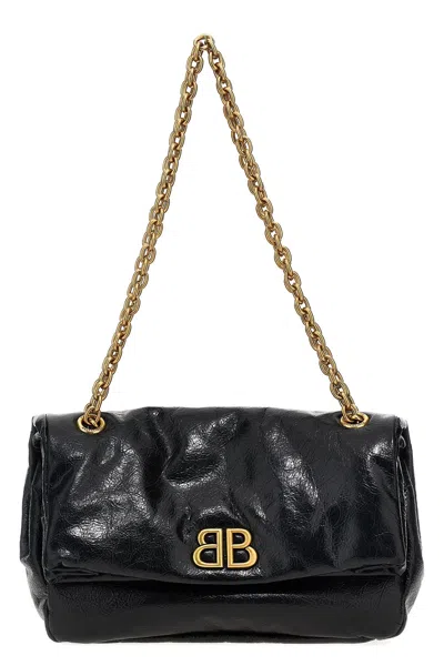 Balenciaga Monaco M Black Puffer Bag Gold Cad