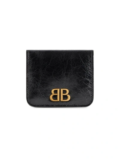 Balenciaga Women's Monaco Flap Coin And Card Holder In Black