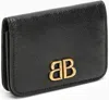 Balenciaga Monaco Black Leather Card Case With Logo Women In Black