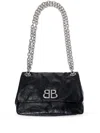 Balenciaga Mini Monaco Appliqué-logo Leather Bag In Black
