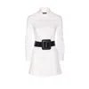 Balenciaga Longline Dress Belted At The Waist In White