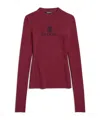 Balenciaga Ribbed Crewneck Long-sleeved Fitted Top In Pink