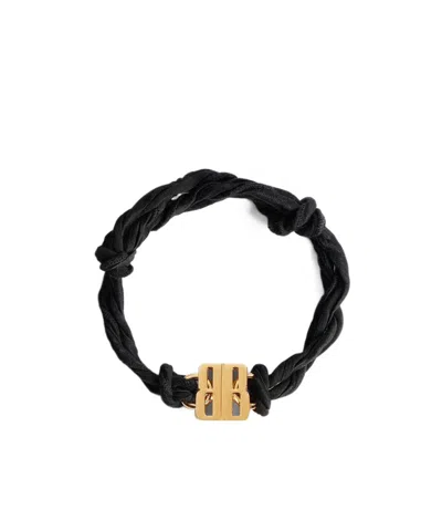 Balenciaga Women's Nano Ribbon Bb Bracelet In Black/shiny Gold