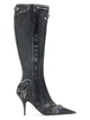 Balenciaga Cagole Printed Leather Knee Boots