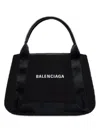 Balenciaga Navy Cabas Small Canvas Tote Bag In Black
