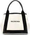 Balenciaga Women's Navy Cabas Small Tote Bag In White