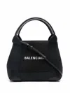 Balenciaga Black Navy Cabas Xs Organic Cotton Tote Bag In Black