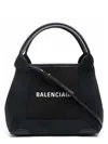 Balenciaga Navy Cabas Small Canvas Tote Bag In Black
