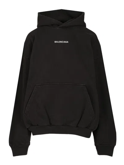Balenciaga Women "new  Back" Hoodie In Black
