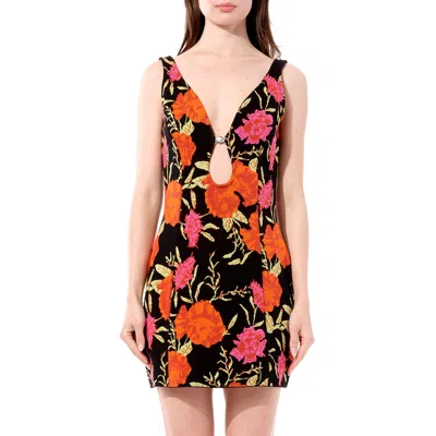 Balenciaga Oeillet Floral-print Dress In Black