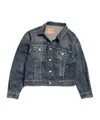 Balenciaga Denim Off-the-shoulder Jacket In Blue