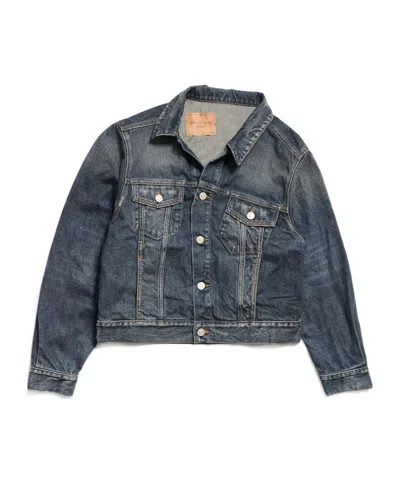 Balenciaga Denim Off-the-shoulder Jacket In Blue