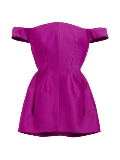 Balenciaga Women's Off-shoulder Mini Dress In Purple