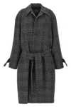Balenciaga Vintage Checked Wool One Layer Raglan Coat Clothing In Gray